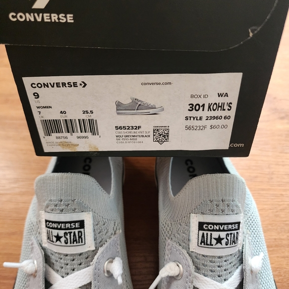 Converse Wolf Grey And White Womens Shoes With Box, Size 9 - Picture 7 of 9